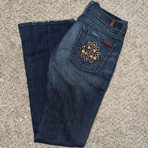 Women’s 7 For All Mankind Dark Blue Embellished Bootcut Jeans size 27.